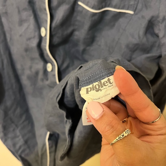 Piglet in Bed Blueberry Linen Pajama Set Size S - Picture 7 of 7